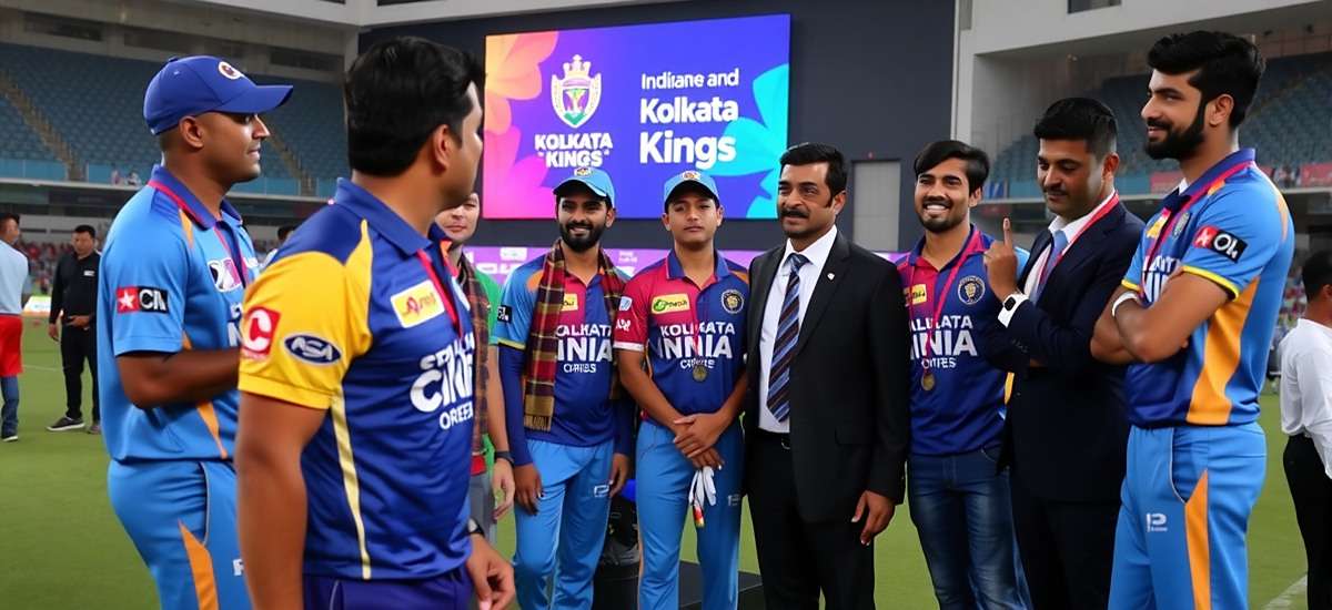 Kolkata Kings Community Event Kolkata Kings community event in India showing players competing in a tournament with Indian cricket celebrities in attendance